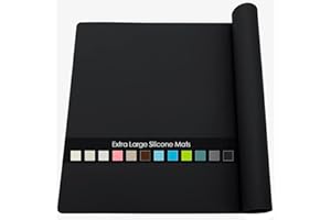 QPIX DIGITAL Food Grade Silicone Mats for Kitchen Counter - Countertop Protector Mat Heat Resistant Mat for Air Fryer, Non-Slip Kids Dinner Table Placemat, Nonstick Silicone Mat for Pastry, Baking, Black 1 Pack