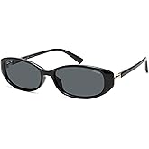 SOJOS Trendy Polarized Retro Oval Sunglasses for Women Chic 90s Sunnies Lightweight Narrow Shades SJ2641