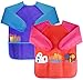 Bassion 2 Pack Kids Art Smocks Toddler Smock Waterproof Artist Painting Aprons Long Sleeve with 3 Pockets for Age 2-6 Years Gifts(blue purple)