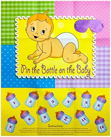 Mememall Fashion Pin The Bottle On The Baby Game Baby Shower Fun Party Blindfold Favor Poster
