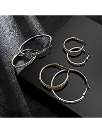 Cuicanstar Hoop Earrings for Women Girls - Stainless Steel Hypoallergenic Rhinestone Hoop Earrings Set (30.40.50mm).