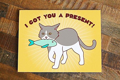 Funny Cat Birthday Card - "I Got You A Present"