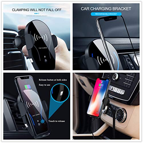 itkidboy Car Cigarette Lighter Wireless Charger, Phone Holder Mount Infrared Smart Sensing Automatic Clamping 11W Qi Fast Wireless Charging Cradle for Cell Phone Dual USB (Black)