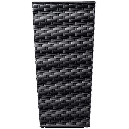 KADAX Blumentopf, Blumenkübel aus Kunststoff, Pflanzkübel für Blumen, Innen- und Außenbereich, Garten, Balkon, Terrasse, Haus, wetterfest, Rattan Imitation (57cm Höhe, Grafit Rattan) – Bild 3