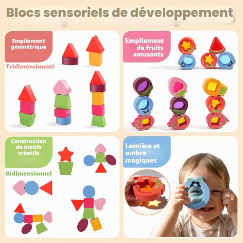 Montessori 1 Year Old Baby Toy 1 Year Old Educational Acrylic Fruits & Vegetables Assorted Shapes, Wooden Games for Children 1 2 Years, Gift Child 1 Year Boy Girl Fine Motor Skills