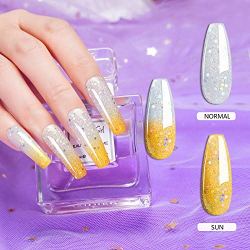 Dip Powder Nail Kit 12 Colors Nude Pink Glitter Dipping powder Sun Color Changing Nail Dip