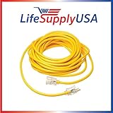 14/3 50ft 125V SJTW Lighted End Indoor/Outdoor Extension Cord (50 feet) by LifeSupplyUSA