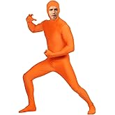 ERCAUX Orange Bodysuit for Men's & Women's - Open Face Stretchy Spandex Halloween Cosplay Full Body Suit Adult Zentai Costume