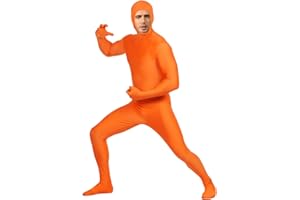 ERCAUX Orange Bodysuit for Men's & Women's - Open Face Stretchy Spandex Halloween Cosplay Full Body Suit Adult Zentai Costume