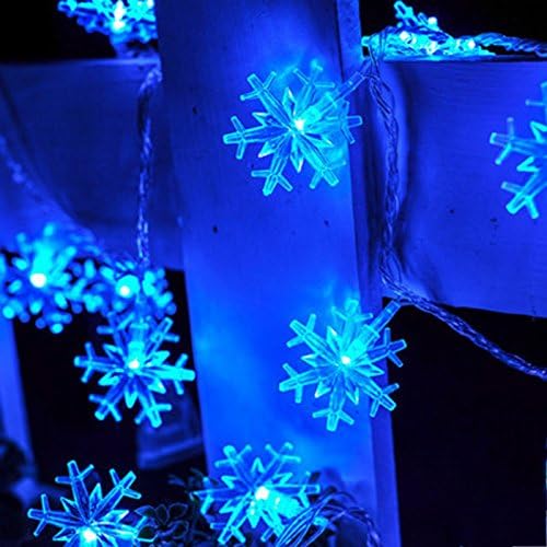 GUchina 10M 100 LED Snowflake String Fairy Lights AC110V/220V 8 Lighting Models Christmas Home Party Decoration Starry Lights Lamp (Blue)