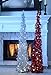 Pop Up Lighted Tinsel Tree - Silver with Lights, Christmas Pull Up Tree 5 Feet High - Battery Operated with Timer