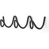 Bumtosc Coat Rack Wall Mount, Creative Wave Wall Hooks 20KG Capacity, Easy Installation, Multi-Purpose Hooks for Coat, Hat, Bag, Umbrella (Black, 29cm x 7.5cm (11.41" x 2.95"))