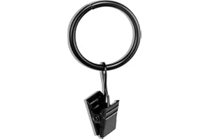 AWTOK 40 PCS 1.25-Inch Black Clip Rings for Curtain Panels, This Drapery Curtain Clip Rings Also Apply for Drapery Rod