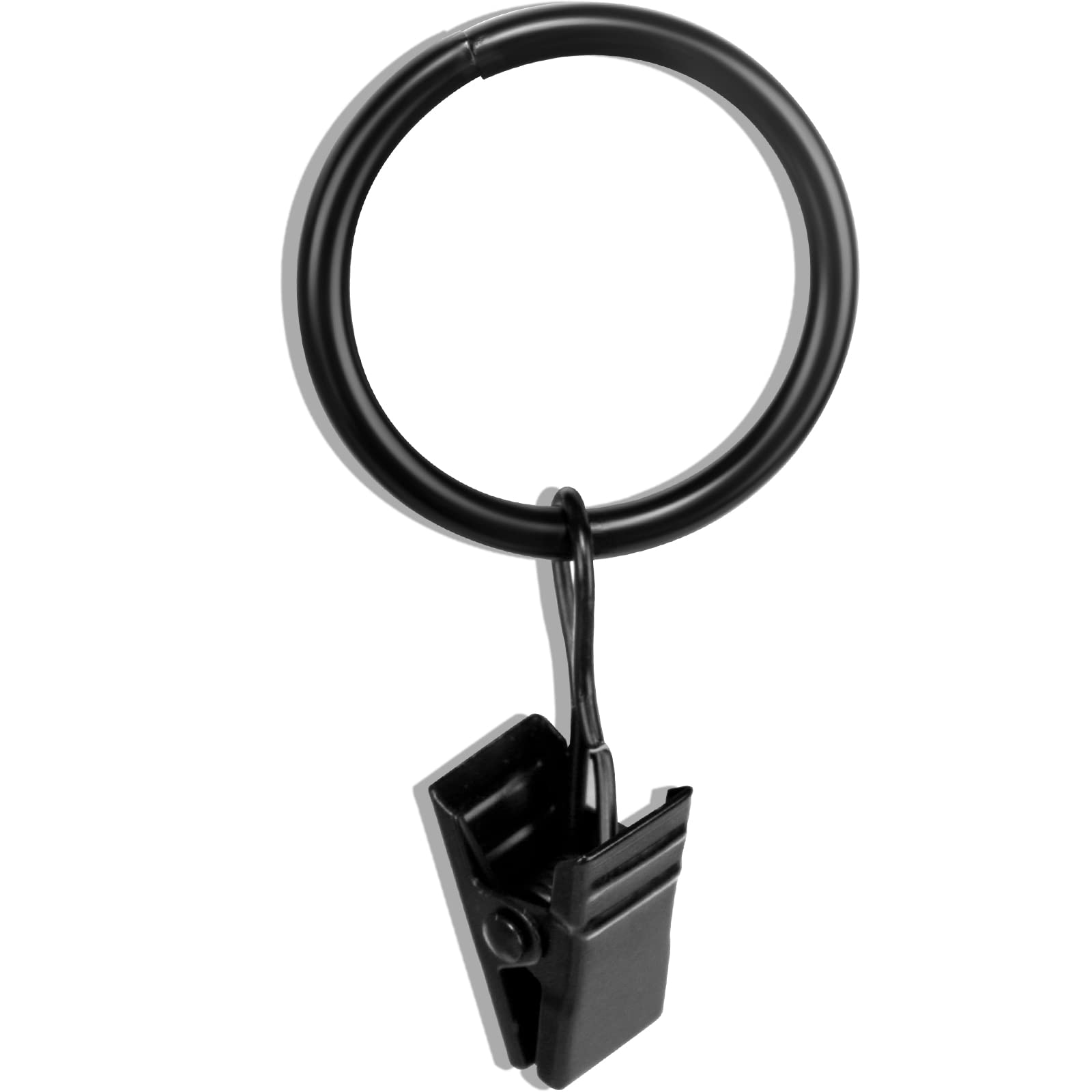 Photo 1 of 30 PCS 1-Inch Black Clips Curtain Ring for Curtain Rod, This Small Drapery Curtain Hooks with Clips Hook Fit Up to 0.4~0.75 -inch Drapery Panel