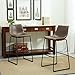Roundhill Furniture Lotusville Vintage PU Leather Barstools, Antique Brown, Set of 2