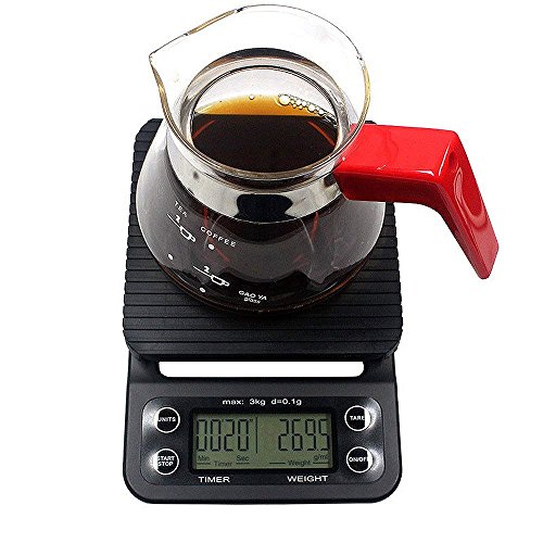 YYGJ Coffee Scale with Timer,Digital Kitchen Food Scale for Cooking Baking Electronic Weighing 6.6lb/3kg 1g Precision Sensors Black Batteries Included