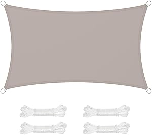 SONGMICS Sonnensegel 3 x 5 m, wasserfest mit Einer Wassersäule von 665 mm, Sonnenschutz aus reißfestem Polyester, UV-Schutz 93%, Terrasse, Garten, Balkon, rechteckig, 2 m Seile, Taupe GSH35TP