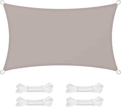 SONGMICS Sonnensegel 3 x 5 m, wasserfest mit Einer Wassersäule von 665 mm, Sonnenschutz aus reißfestem Polyester, UV-Schutz 93%, Terrasse, Garten, Balkon, rechteckig, 2 m Seile, Taupe GSH35TP