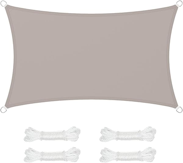 SONGMICS Sonnensegel 3 x 5 m, wasserfest mit Einer Wassersäule von 665 mm, Sonnenschutz aus reißfestem Polyester, UV-Schutz 93%, Terrasse, Garten, Balkon, rechteckig, 2 m Seile, Taupe GSH35TP