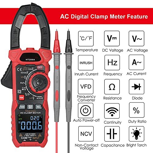 Digital Clamp Meter 1000A AC Current Multimeter True RMS Auto Range