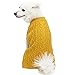 Blueberry Pet Classic Wool Blend Cable Knit Pullover Dog Sweater in Mustard, Back Length 12