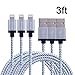 Xcords(TM) 3pcs 3Ft Nylon Braided Charging Cable Data & Sync Charging Cord 8-Pin Lightning to USB Cable Charger Compatible with iPhone6/6s/6 plus/6s plus, iPhone 5/5s/5c,iPad and More