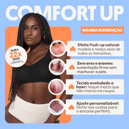 Sutiã Comfort Up Corte a Laser e Sustentação Sem Aro e Costura Fita Up Oficial