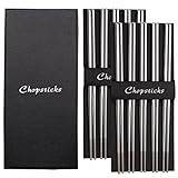 Devico 10 Pairs Premium Quality Metal Chopsticks 18/10 Stainless Steel, Reusable Dishwasher-safe, Lightweight 9.45 Inches Length, Chopstick Set