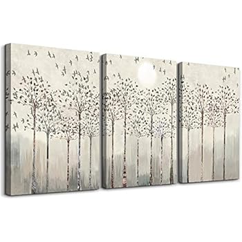 trees and birds Abstract Paintings Canvas Prints Wall Art for Bedroom Bathroom Wall Decor office Artworks Pictures Wall Decorations for Living Room,3 Piece Sunrise and sunset Modern Home Decoration