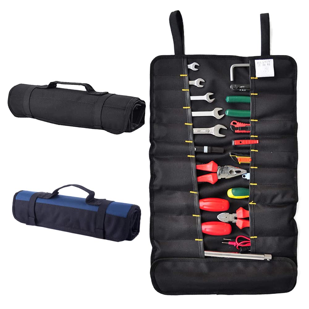 1/2 Pcs Tool Roll Organizer,Pockets Tool Bag Roll,Wrench Pouch Organizer for Car/Motorcycle/Mechanic Tools,Premium Oxford canvas Made,Without Tools