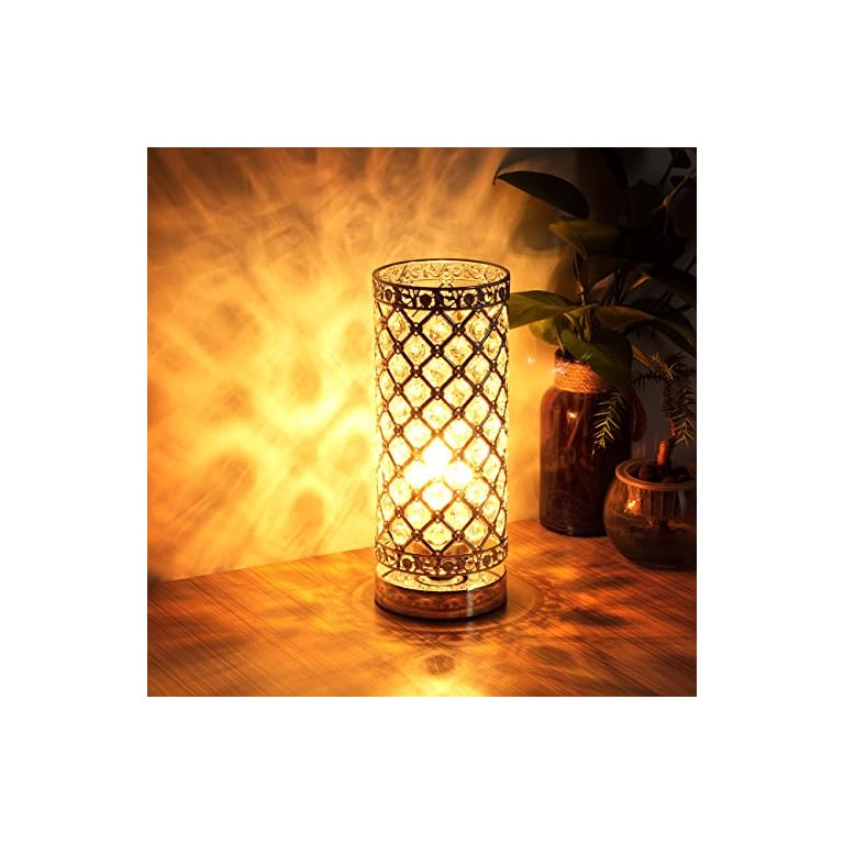 Crystal Table Lamp Touch Control Dimmable Accent Desk Lamp Bedside