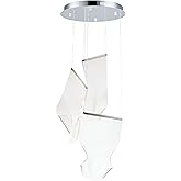 ET2 E24874-133PC Rinkle Collection Three-Light Dimmable 3000K LED Ceiling Pendant - Brushed Gunmetal Finish I Adjustable Heig