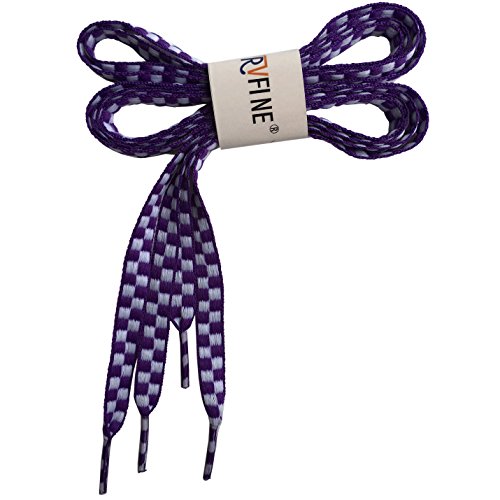YJRVFINE 2 Pair 45.28"Personalized Rainbow Purple White Plaids Stripe Pattern Flat Casual Shoelaces String Plaid Shoe Laces - Thumbnail 7