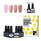 Lagunamoon Gel Nail Polish Set Soak Off UV LED Gel Nail Colours and Gel Base Coat No Wipe Top Coat Nail Polish