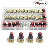 WGCD 20 PCS B10K 10K Ohm Knurled Shaft Linear Rotary Taper Potentiometer with Cap Kit (B10K)