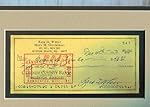 * ZACH WHEAT (D-1972) * Brooklyn Dodgers signed 1971 personal check display / UACC RD # 212