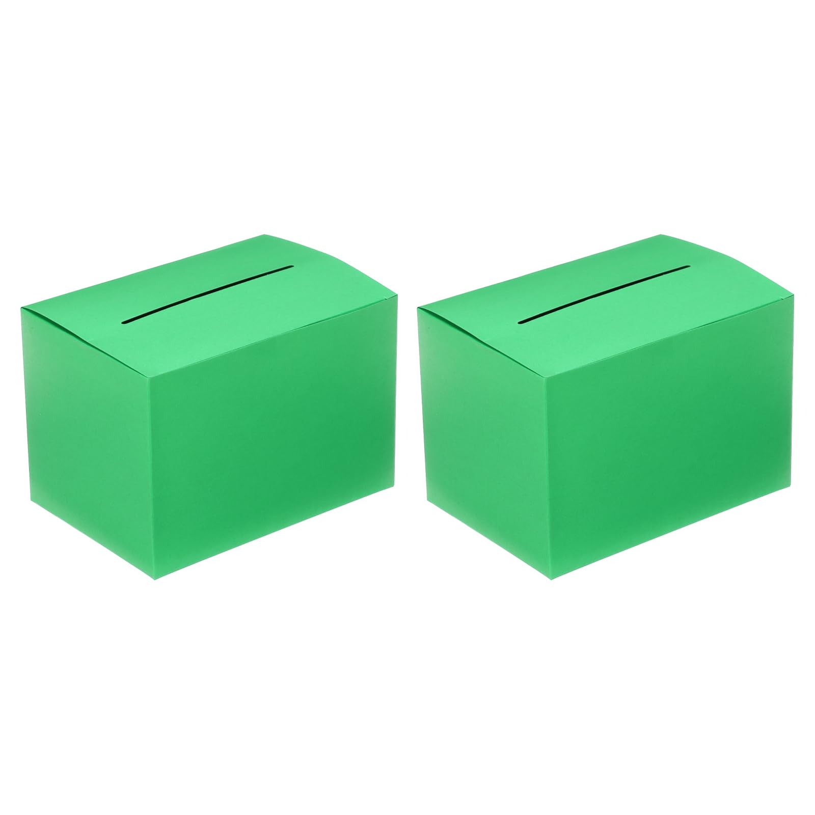 PATIKIL Green Cardboard Raffle Box, 2 Pcs 6.5 x 4.5 x 4.5 Inch Ballot Box with Removable Header Board for Suggestion, Collection, Tip, Donate, Voting