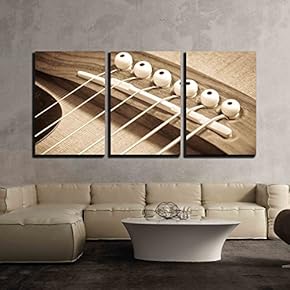 an Acoustic Guitar Bridge in Grunge Retro Style x3 Panels