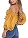 Glamaker Women's Sexy Ruffle Off Shoulder Blouse Crop Tops Size 4/6 Yellow