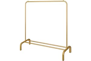 JIUYOTREE Metal Clothes Rack 43.3 Inches Clothes Garment Coat Rack with Bottom Shelf, Clothing Rack for Hanging Clothes, Coat