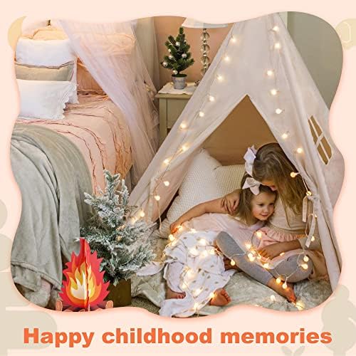 Tiny Land Teepee Tent for Kids with Star Lights, Foldable Play Tent for Girls & Boys, Washable Indoor Toddler Tent, Cozy Warm Reading Nook & Room Decor