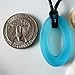 Light Blue Sea Glass Necklace Surf Beach Transparent Oval Small Pendant Handmade Unisex Surfing Jewelry on a Waxed Cotton 26 Inches Cord Gift Under 20 Dollars