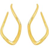Gold Twisted Geometric Earring Thick Chunky Irregular Earrings Geometric Large Square Hoop Statement Earrings for Women