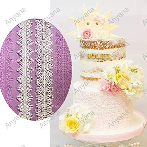 Anyana huge Silicone Lace Mat, Vines, waves & Scrolls Cake Decorating Mold, Decorating Tools for Edible Lace Fondant Mold, Sugar-Lace Cupcake Mat