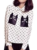 Simplicity Funny Woman Single Button Blouse with the Cat Head Design,S