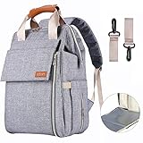 Diaper Bag Backpack,Multifunction Waterproof Travel Diaper Backpack Maternity Baby Nappy Changing Bags for Mom/Dad with Changing Pad,Large Capacity,Waterproof,Stroller Straps and Stylish (B Grey)