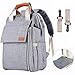 Diaper Bag Backpack,Multifunction Waterproof Travel Diaper Backpack Maternity Baby Nappy Changing Bags for Mom/Dad with Changing Pad,Large Capacity,Waterproof,Stroller Straps and Stylish (B Grey)