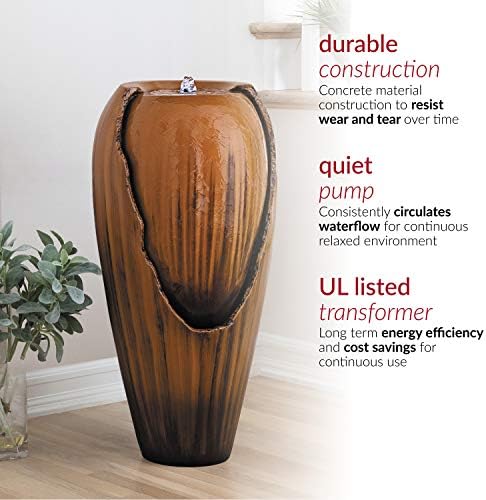 Tiered outdoor water fountain with cascading water flowing from jar to jar, creating a serene waterfall effect.