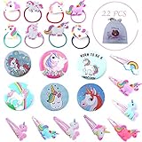 SEEKVER Cute Anti-slip Unicorn Pattern Hair Clips,Snap Barrettes Hairpins,Colorful Unicorn Hair tie,Unicorn Round Button Pins for baby girls unicorn party Supplies