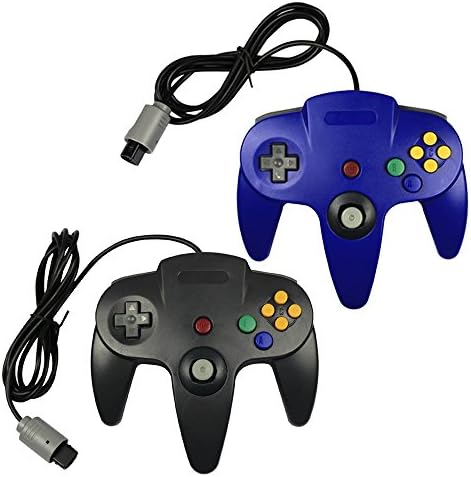 Pomilan 2 Packs Classic Retro Wired Controllers For N64 (Black and Blue) Pomilan 2 Packs Classic Retro Wired Controllers For N64 (Black and Blue)